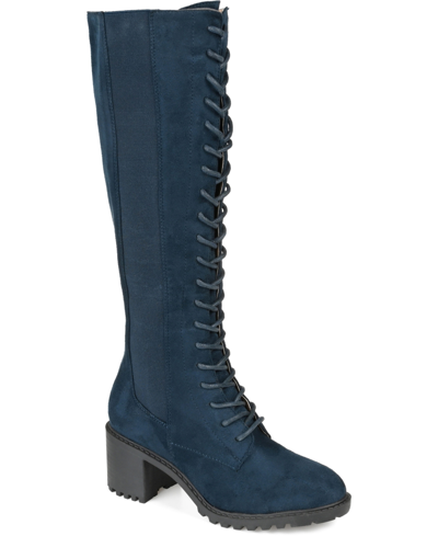 Journee Collection Women's Jenicca Extra Wide Calf Lace-up Boots Women's Shoes In Navy