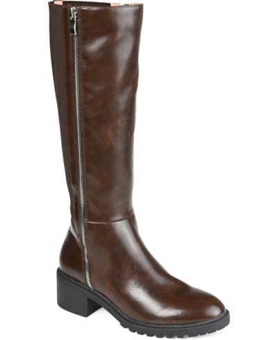 Journee Collection Women's Morgaan Extra Wide Calf Boots In Chocolate