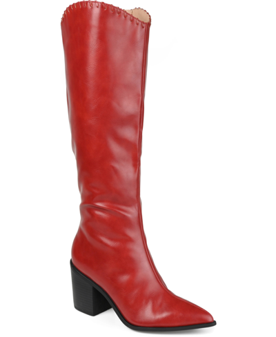 Journee Collection Women's Daria Wide Calf Cowboy Knee High Boots In Red