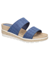 Easy Street Maryann Womens Faux Leather Sandals Wedge Heels In Denim Croco