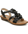 Soul Naturalizer Sing-2 Flower-trimmed Ankle Strap Sandals In Black Faux Leather