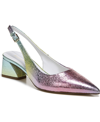 Franco Sarto Racer Womens Buckle Pointed Toe Slingback Heels In Pink Multi Faux Leather