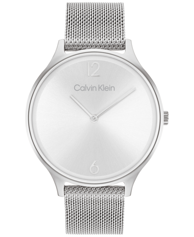 Calvin Klein Stainless Steel Mesh Bracelet Watch 38mm In Silver