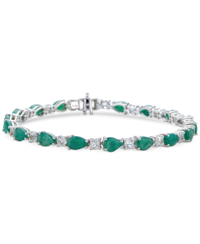 Macy's Tanzanite (10 Ct. T.w.) & White Sapphire (2 Ct. T.w.) Tennis Bracelet In Sterling Silver (also In Sa In Emerald