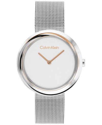 Calvin Klein Stainless Steel Mesh Bracelet Watch 34mm In Silver