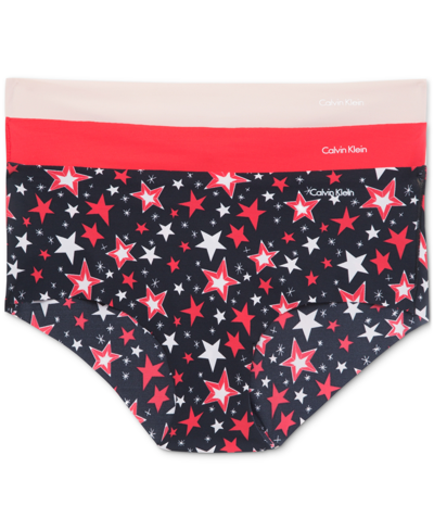 Calvin Klein Women's Invisibles 3-pack Hipster Underwear Qd3559 In Tomato/beechwood/starry Printblack