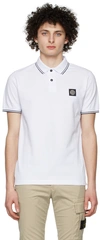 Stone Island Slim-fit Logo-appliquéd Stretch-cotton Piqué Polo Shirt In White