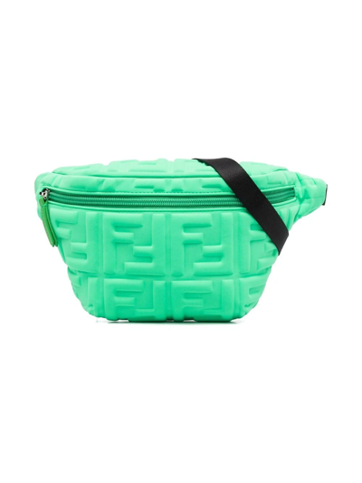 Fendi Kids' Embossed-logo Zipped Belt Bag In Green