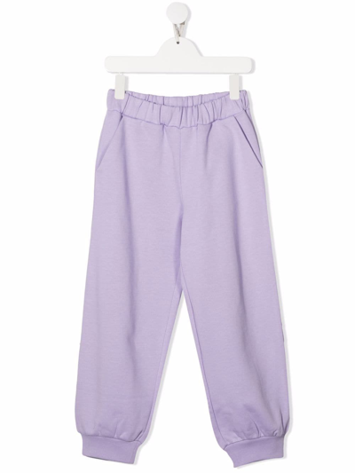 Fendi Kids' Graphic-print Cotton Track Trousers In Purple