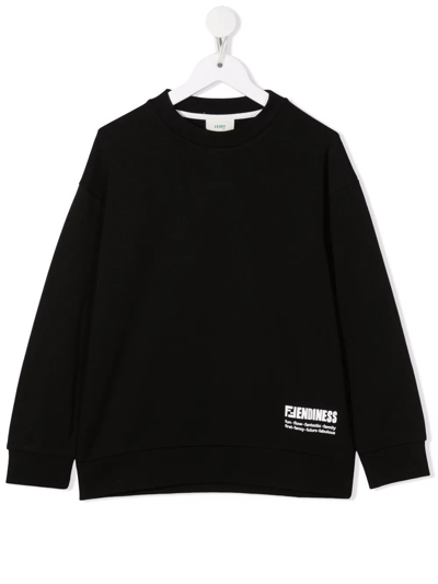 Fendi Kids' Graphic-print Cotton Sweatshirt In Black