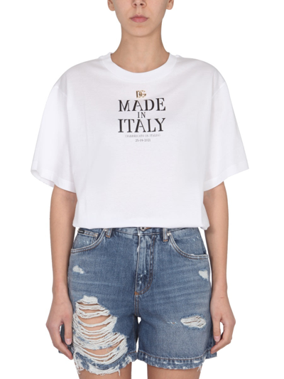 Dolce & Gabbana T-shirt With Made In Italy Print In White