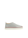 Thom Browne Leather Athletic Mesh Low Top Lace Up Sneakers In Med Grey