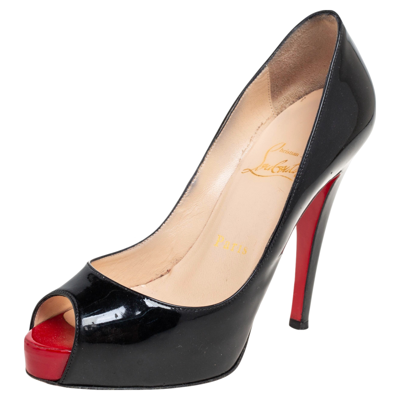 Pre-owned Christian Louboutin Black Patent Leather Very Prive Pumps Size 35