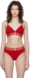 VERSACE RED GRECA BORDER BRALETTE