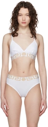 VERSACE WHITE GRECA BORDER THIN STRAP TRIANGLE BRA