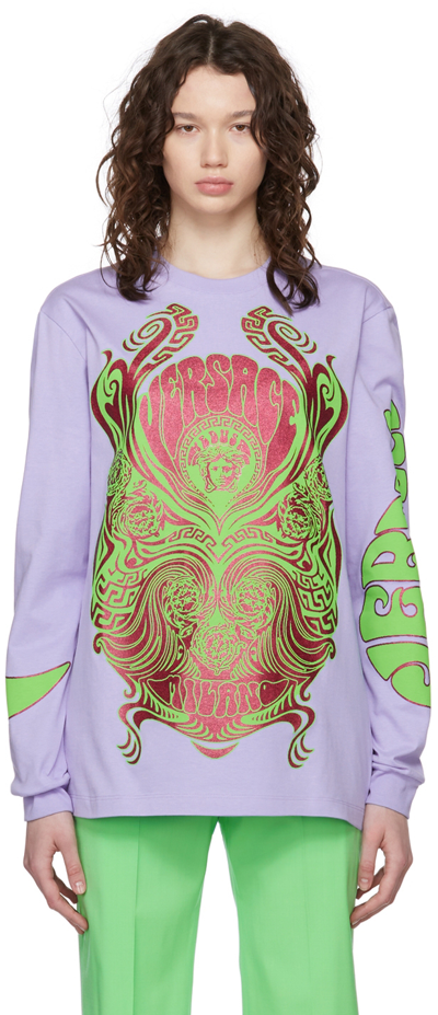 Versace Purple Medusa Music T-shirt In 2l390 Orchid + Print