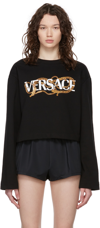 Versace Black Logo Chain Cropped Sweatshirt