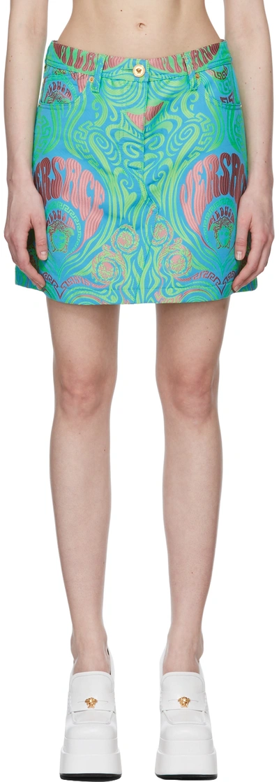 Versace Medusa Music A-line Mini Skirt In Multicolor