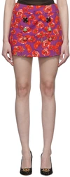 DOLCE & GABBANA PURPLE POPPY PRINT DRILL MINISKIRT