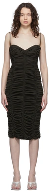 Magda Butrym Sweetheart-neck Ruched Stretch-crepe Midi Dress In Brown