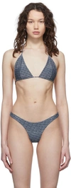 Magda Butrym Navy Strappy Triangle Bikini Top In Navy Logo