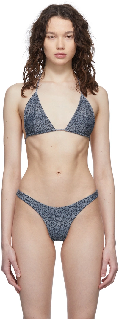 Magda Butrym Navy Strappy Triangle Bikini Top In Blue