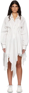 MARQUES' ALMEIDA WHITE CINCHED PLEATED DRESS