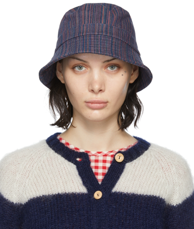 Ymc You Must Create Multicolor Upcycled Stripe Bucket Hat In 90-multi