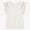 Chloé Kids Off-white Ruffle Sleeve Shirt In White
