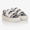 BURBERRY BLUE CHECKED CANVAS TRAINERS