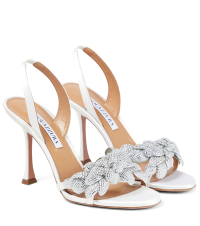 Aquazzura Galactic Flower 95 Embellished Sandals In Silver