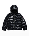 Canada Goose Kid's Crofton Striped Logo Quilted Jacket In Black - Noir