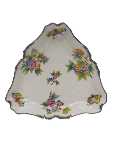 Herend Queen Victoria Blue Triangle Dish