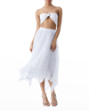 Alice And Olivia Katz Asymmetrical Pleated Midi Skirt In White