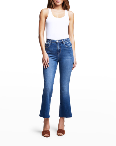 L Agence Kendra High Rise Cropped Flare Jeans In Laredo In Blue