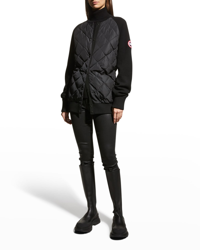 Canada Goose Hybridge Quilted-knit Bomber Jacket In Black
