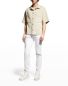Frame Knit Short Sleeve Button-up Camp Shirt In Milk Beige