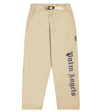 Palm Angels Logo-print Straight-leg Trousers In Beige Navy Blue