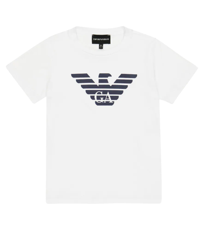 Emporio Armani Kids' White Cotton T-shirt With Logo Print