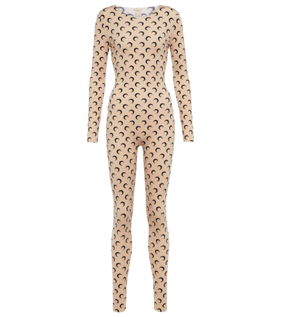 Marine Serre Graphic-print Long-sleeve Jumpsuit In Multi