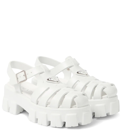 Prada Monolith Logo Platform Sandals