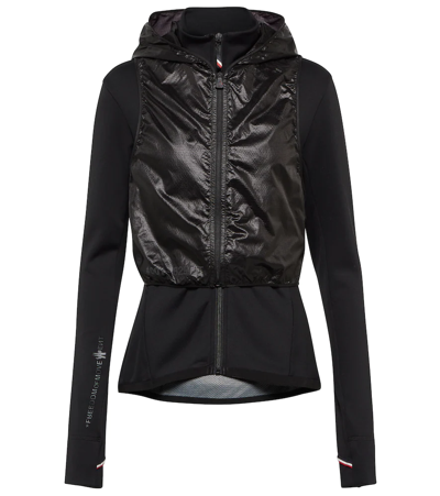 Moncler Technical Jersey Zip-up Hoodie In Black