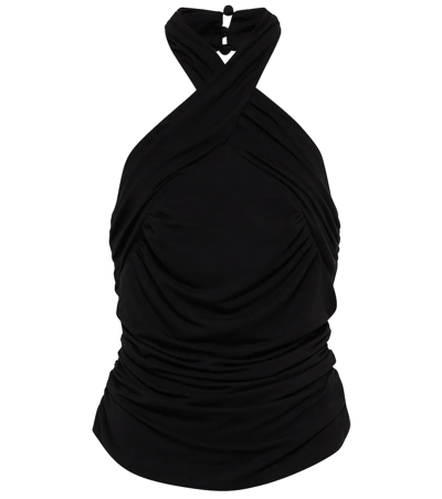 Veronica Beard Leyla Jersey Halterneck Top In Black