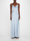 Jonathan Simkhai Finley Satin-finish Evening Gown In Cove