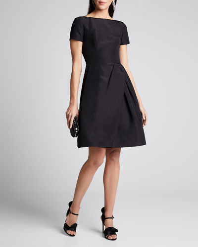 Carolina Herrera Icon Bateau Neck Short-sleeve Dress In Midnight