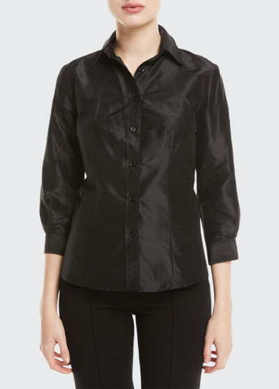 Carolina Herrera Taffeta Button-front Shirt In Midnight