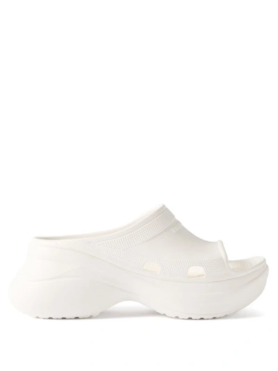 Balenciaga X Crocs Logo-embossed Platform Slides In White