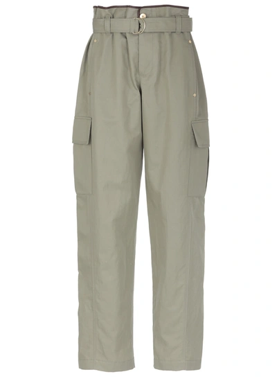 Brunello Cucinelli High Waist Belted Trousers In Green