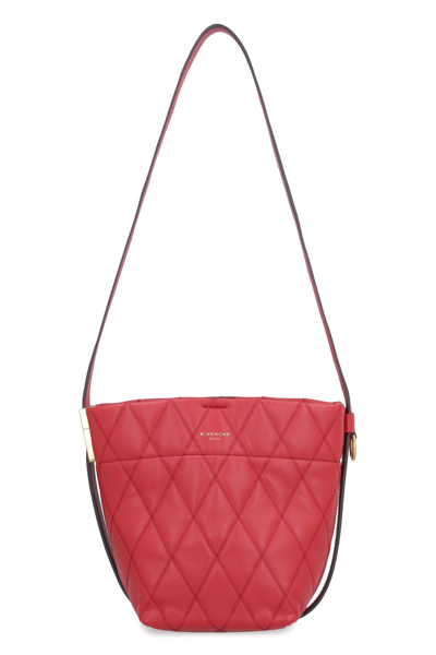Givenchy Gv Logo Detailed Quilted Bucket Bag In Red