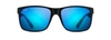 Maui Jim Red Sands Black Matte Square Polarized Sunglasses In Blue Hawaii
